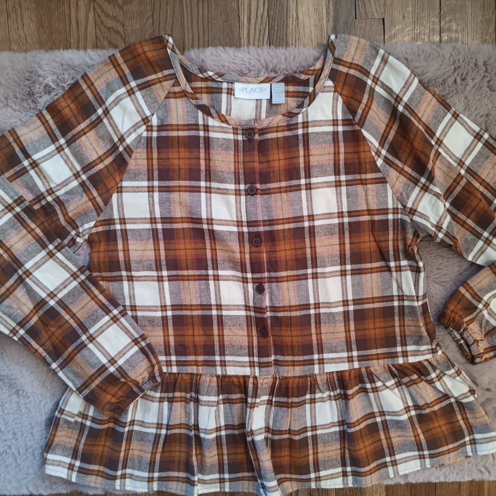 Plaid Kids Shirt - Brown & Cream